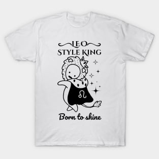 Funny Leo Zodiac Sign - Leo Style King, born to shine - White T-Shirt